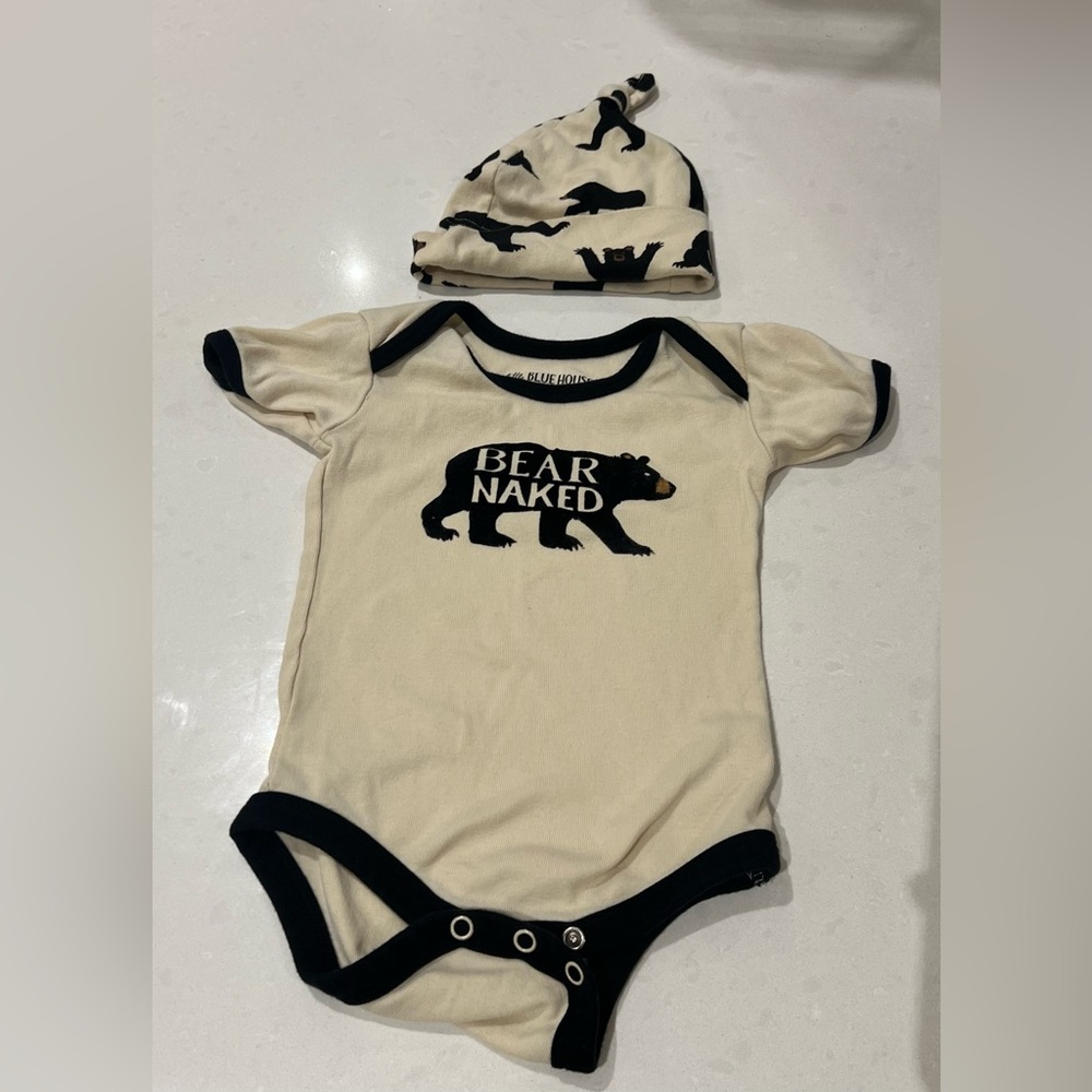 Hatley Cream and Black Bear Bodysuit Set